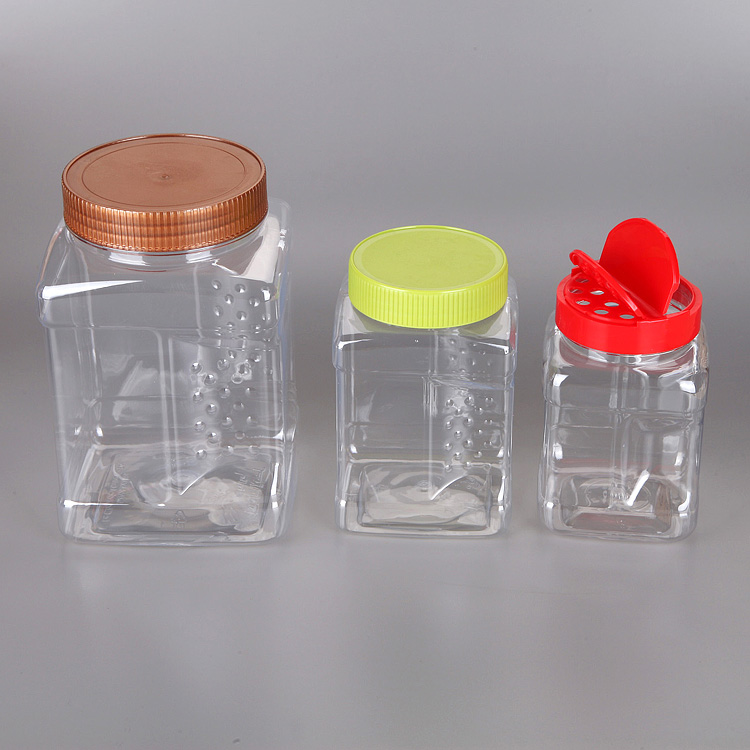 透明PET方形可收集餅干塑料罐，最新款式塑料餅干罐/容器