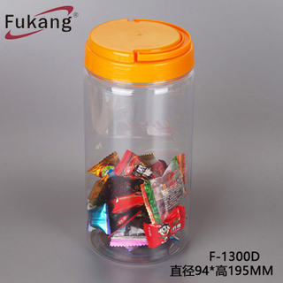 1300ml食品级PET带盖塑料食品和糖果瓶，1.3L中国制造的宠物宽口塑料罐