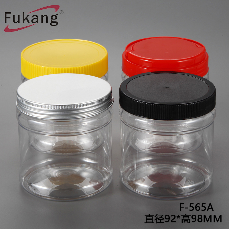 廠家批發500ml食品瓶 定制透明圓形PET塑料罐 堅果包裝罐