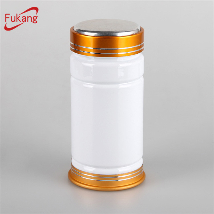 250ml PET塑料粒藥用白色圓形藥瓶，PET藥用白色塑料瓶帶金屬螺口l