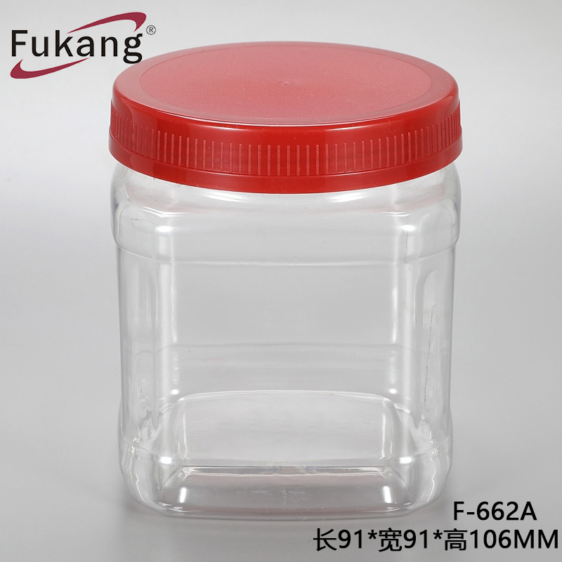 东莞厂家批发600ml方形食品瓶 各种容量坚果包装罐 可开模定制罐子