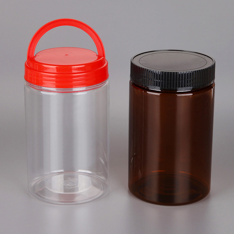 透明的空瓶子1L塑料罐，带有密封盖
