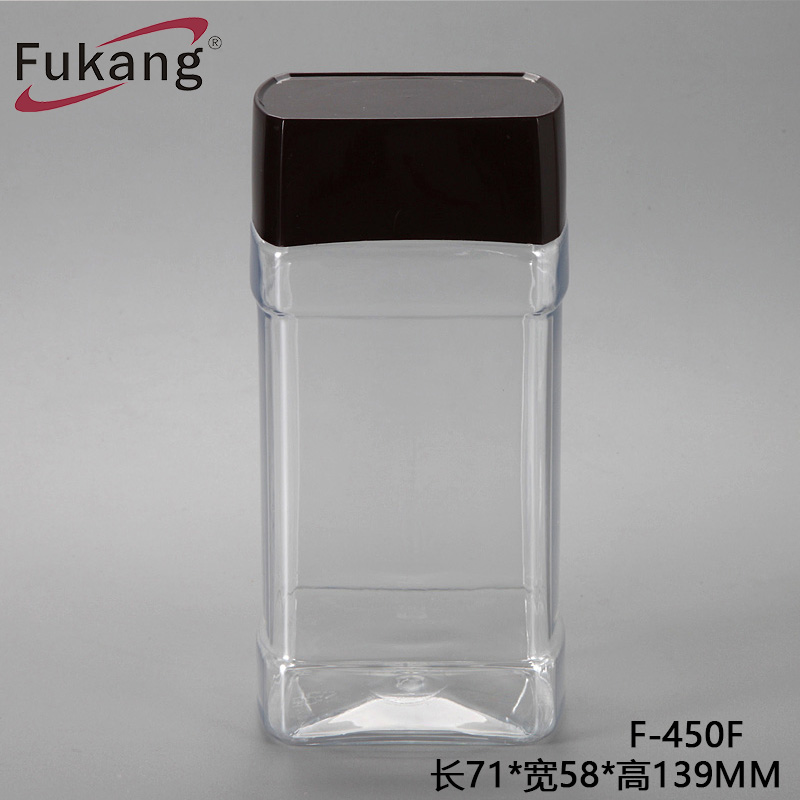 厂家直销450ml茶叶罐 PET方形食品级塑料罐 透明坚果瓶子