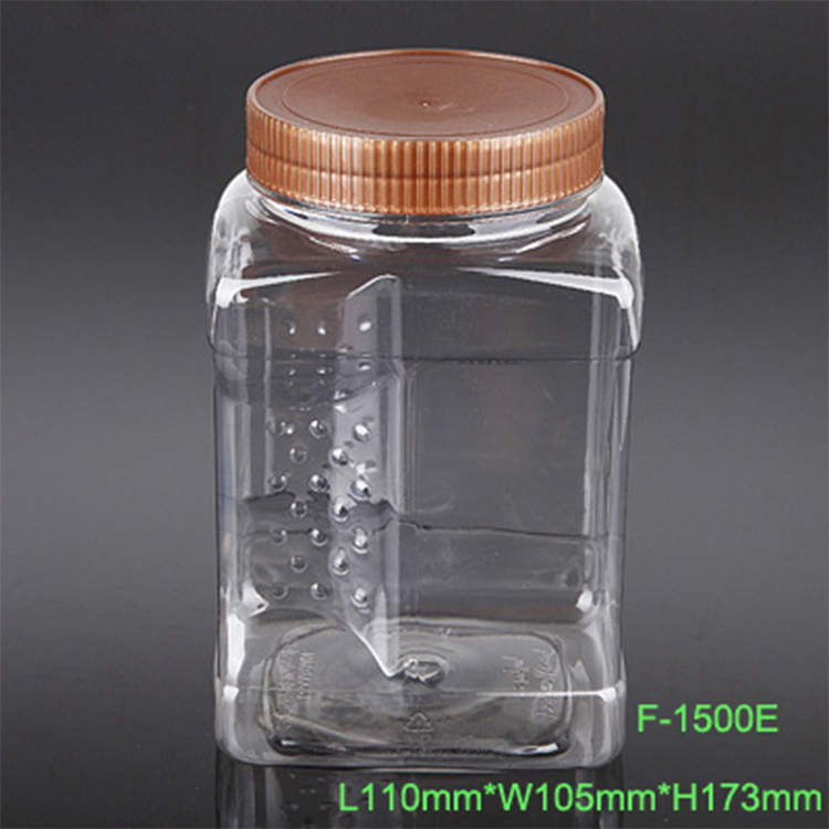 透明PET方形可收集饼干塑料罐，最新款式塑料饼干罐/容器