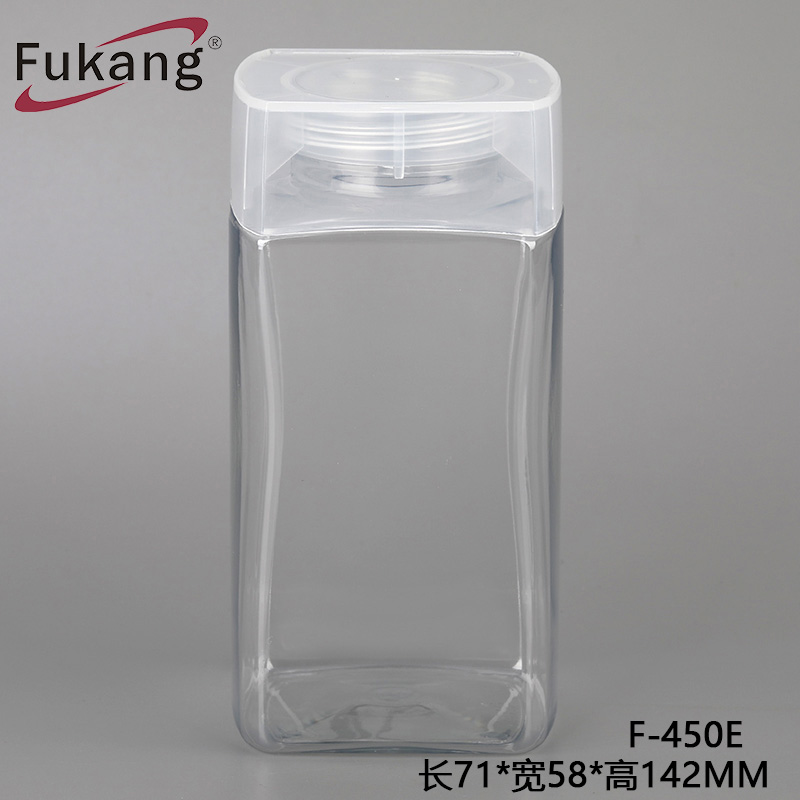 350ml方形塑料瓶 食品级广口瓶 水晶头包装塑料罐