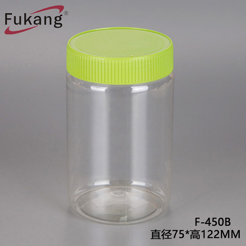 厂家批发300ml广口塑料瓶 300cc PET塑料透明玩具罐 150克装坚果罐
