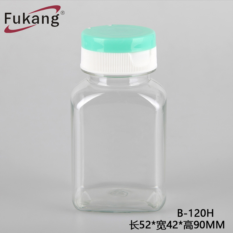 源头厂家PET绿色扁方瓶塑料瓶 120ML保健品瓶 胶囊塑料包装瓶