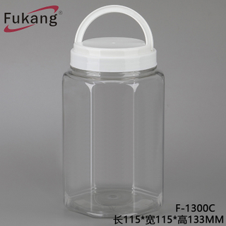 1300毫升食品級透明八角形塑料寵物瓶（帶蓋），糖果罐禮品批發用塑料罐（中國制造）