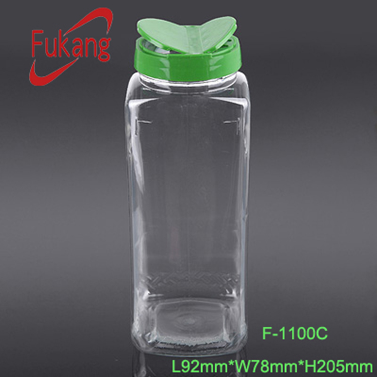 批发1100ml食品级透明宠物塑料调味瓶，带蝴蝶帽，用于香料胡椒粉批发中国制造